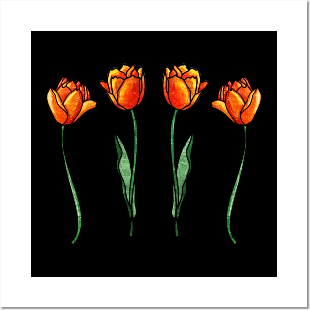 Orange Tulips Wall Art by Kelly Louise Art